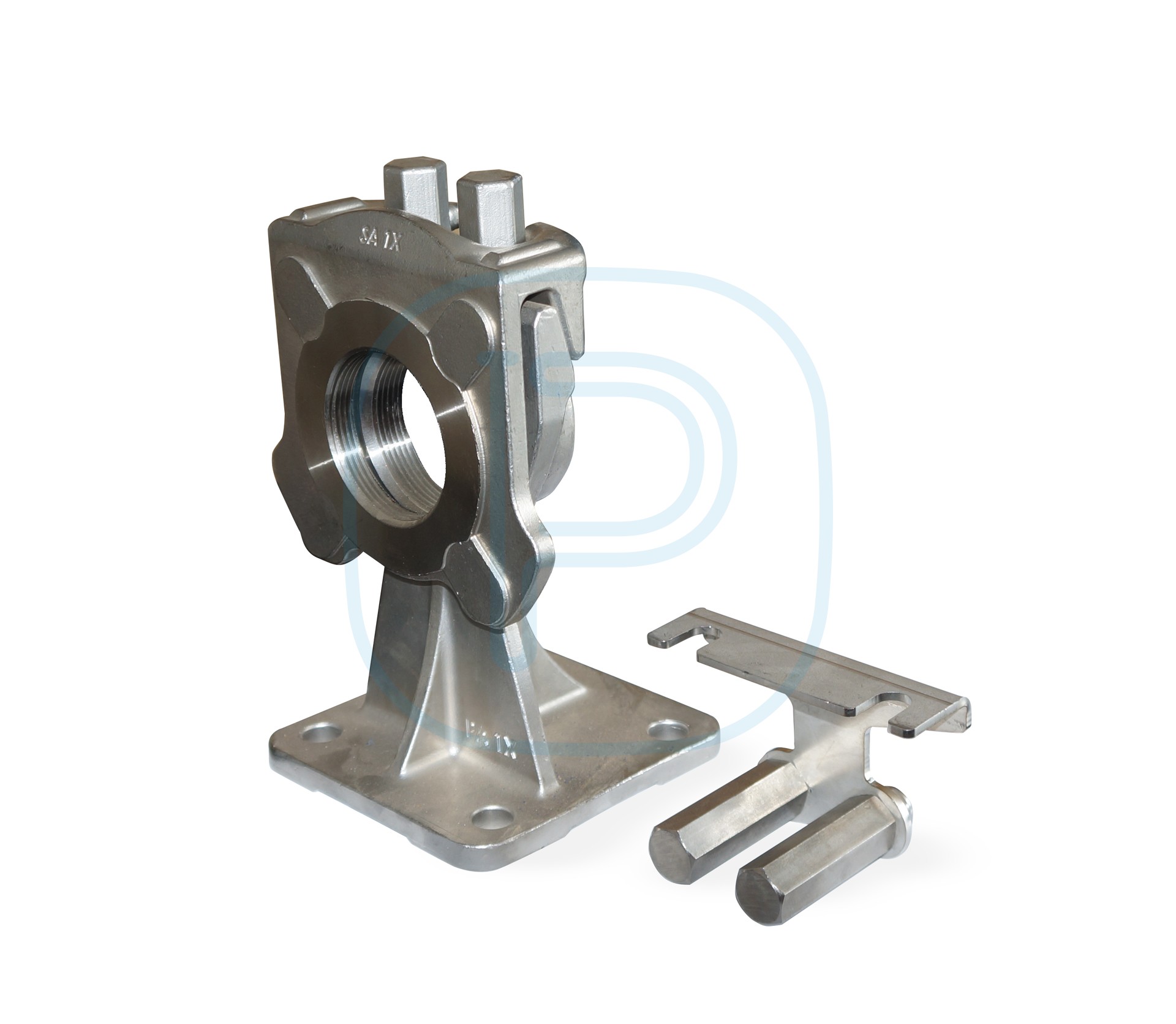 Kit pied d'assise en inox 316 avec griffe et support de barre de guidage - DN50 - Femelle